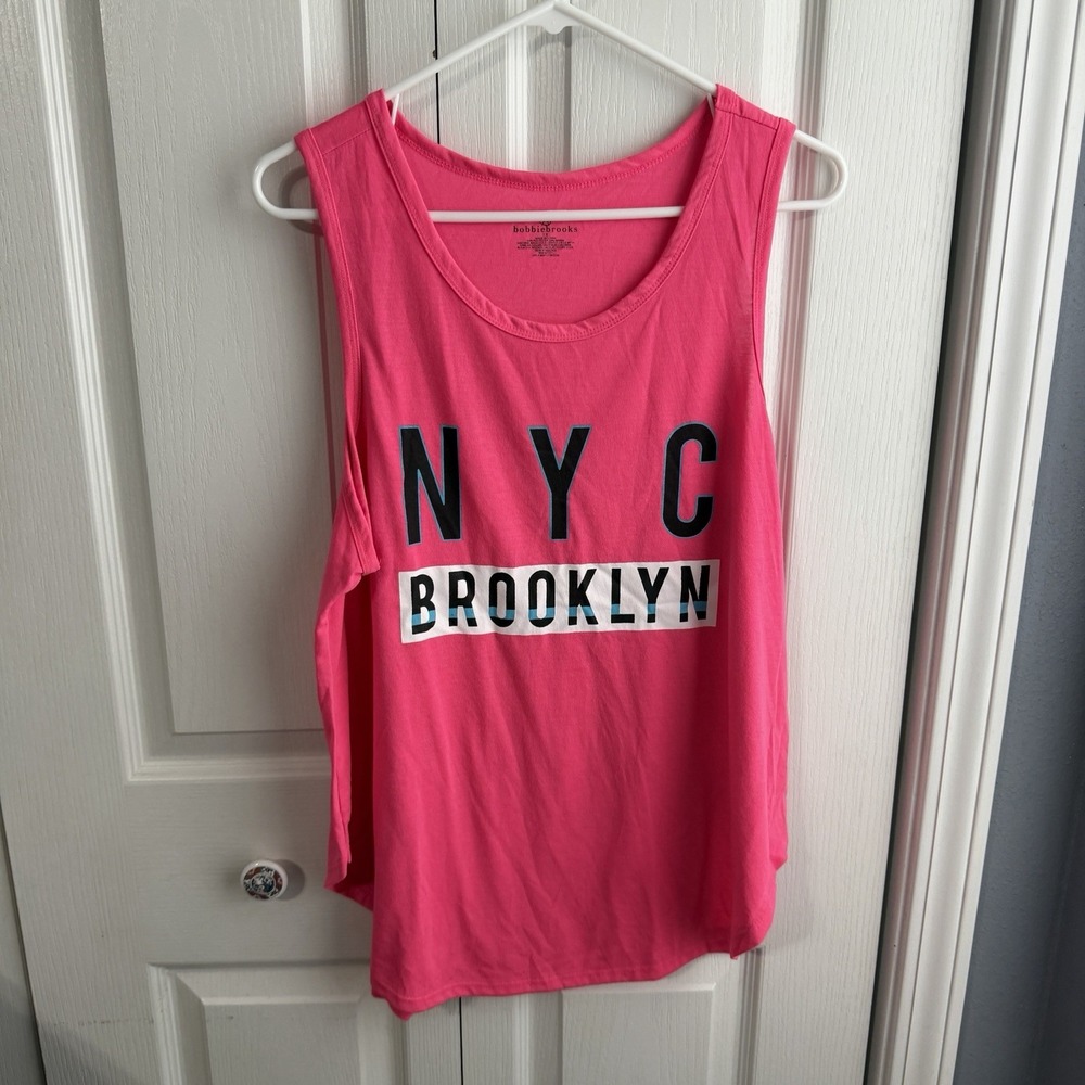 Bobbie Brooks Pink NYC Brooklyn Tank Top Women's Size 1X Travel Workout Gym Walk